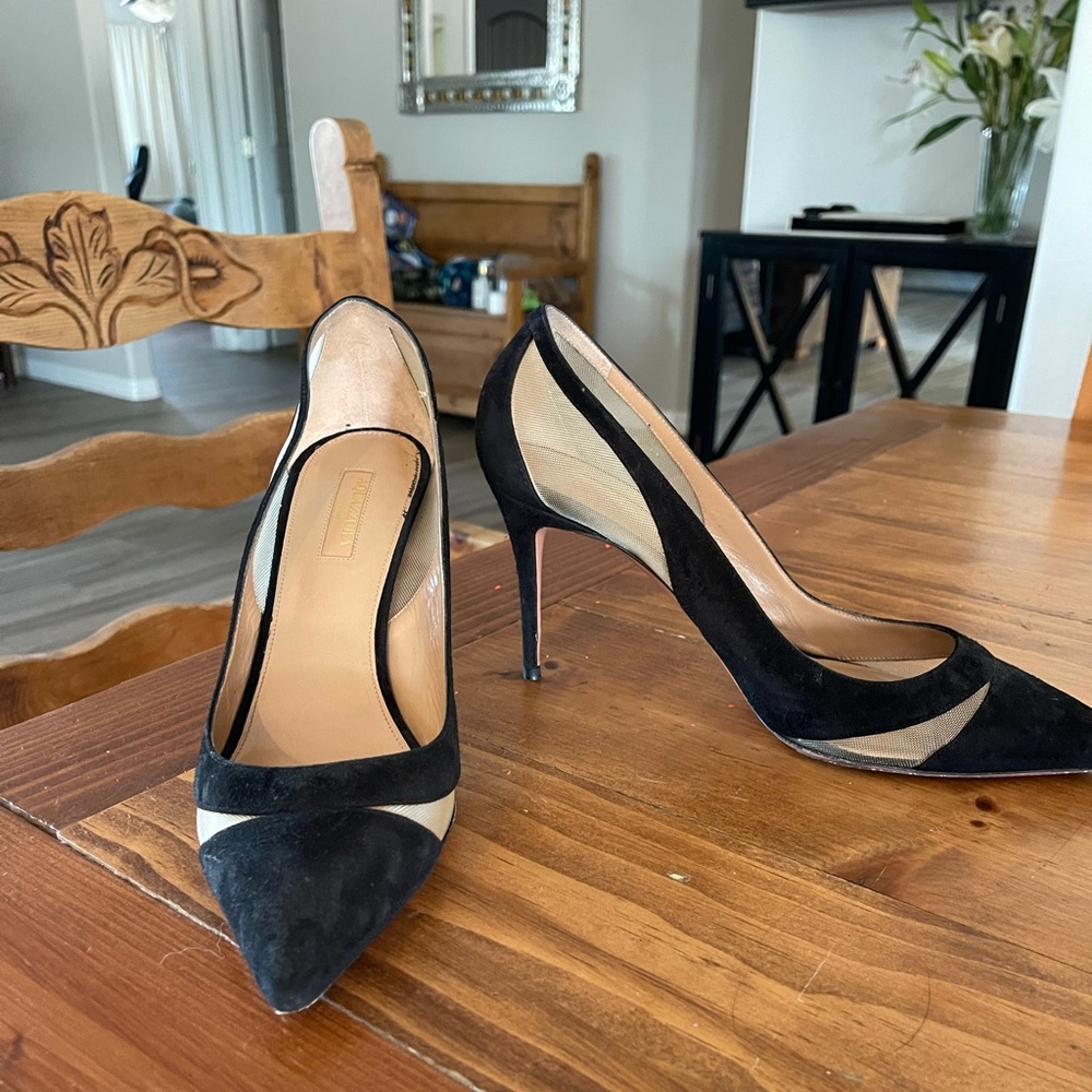 Aquazzura Heels Black Suede and mesh, size 9